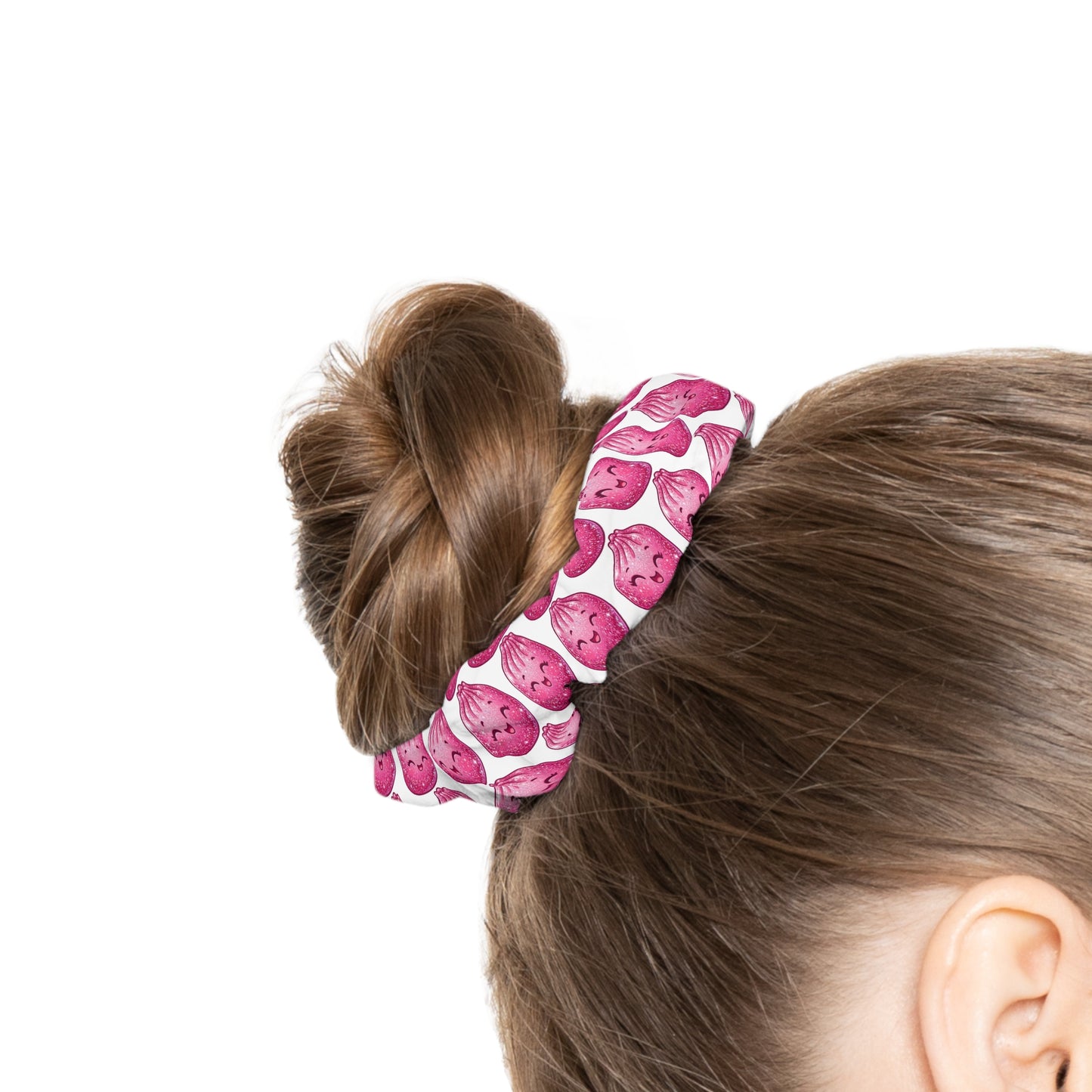 Pink Petal Pattern Scrunchie — Floral Hair Accessory
