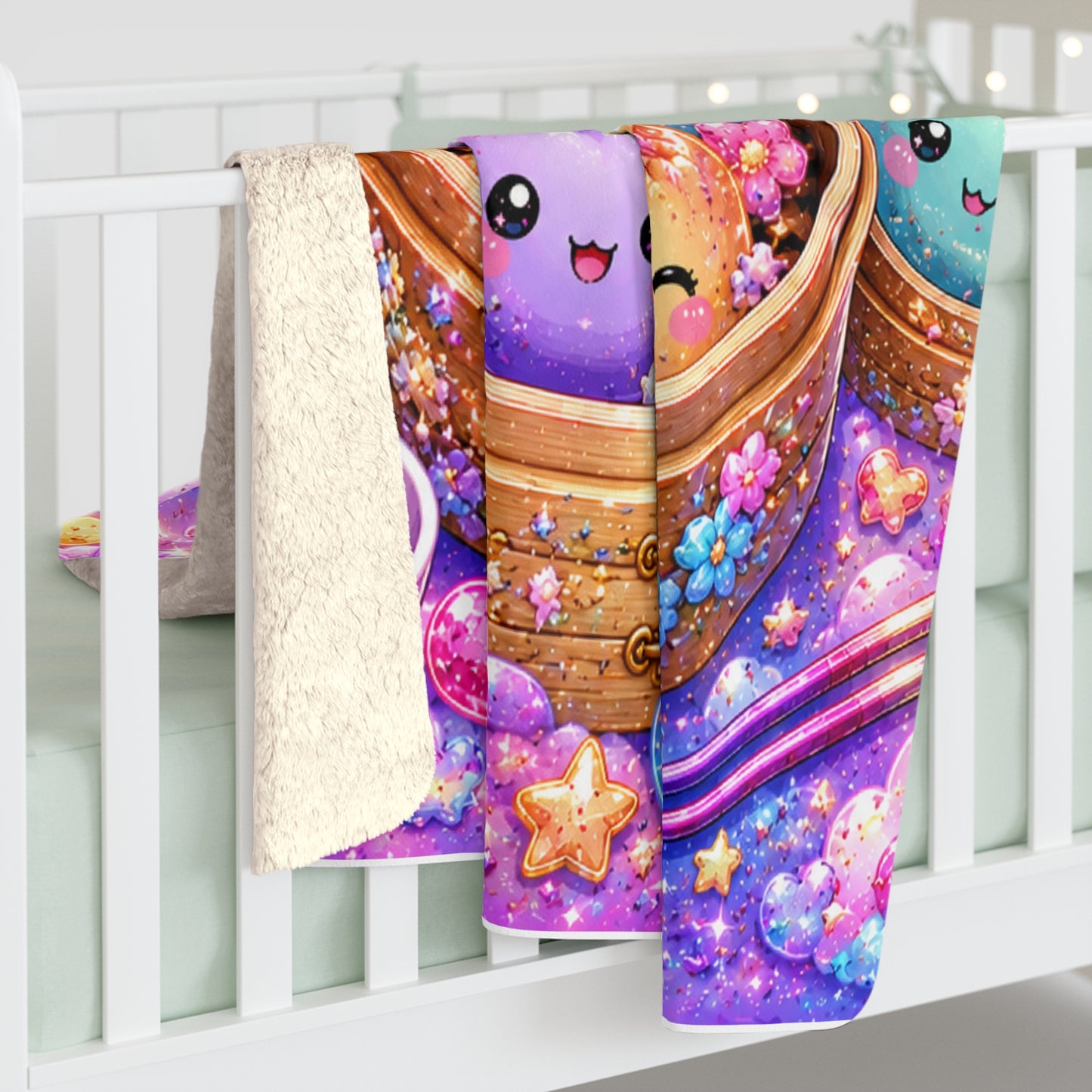 Sherpa Blanket — Cute Kawaii Dumpling Plushies Rainbow Galaxy Throw