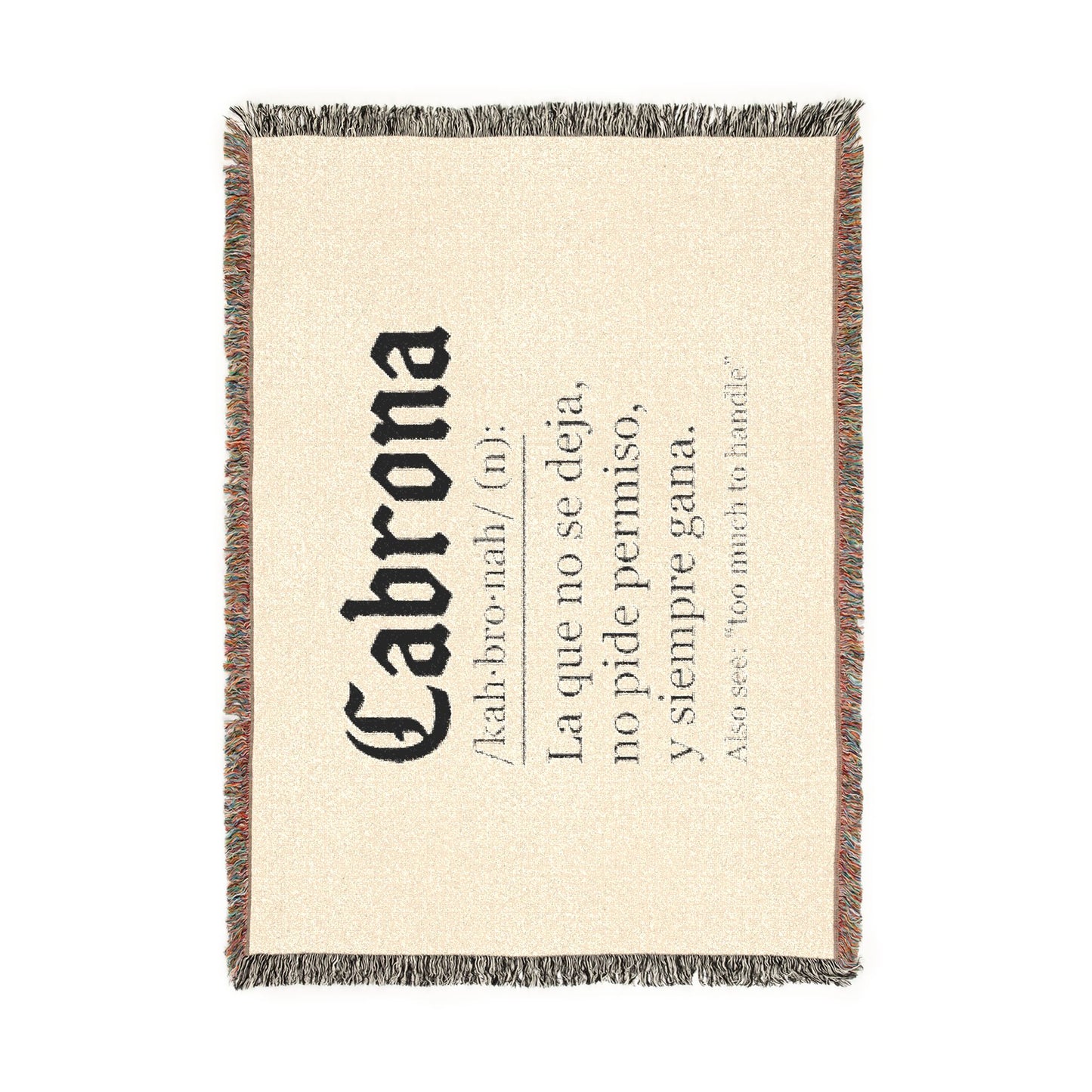 Cabrona Definition Woven Blanket — Spanish Phrase Throw for Bold, Sassy Home Decor