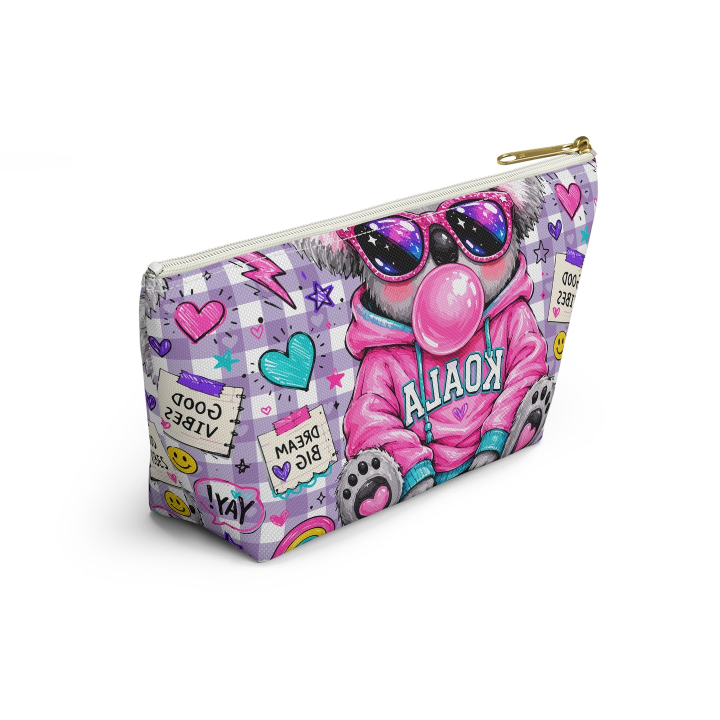 Cute Koala Bubblegum Accessory Pouch - kids pencil holder - back to school supplies - gifts for school - pink pencil holder