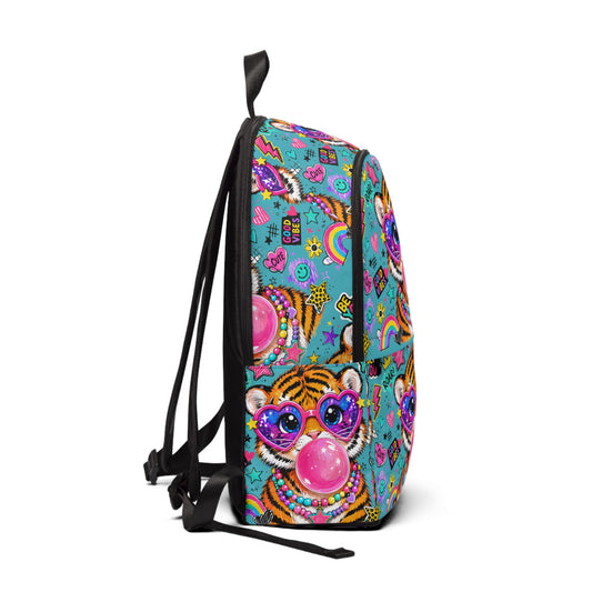 Bubblegum Tiger Backpack - Colorful Kids School Bag with Heart Sunglasses