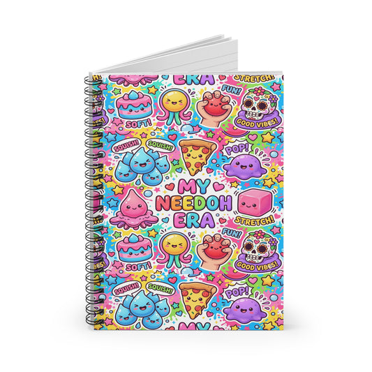 Kawaii Sticker Collage Spiral Notebook — "My Needoh Era" Ruled Journal