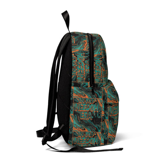 Freedom Graffiti Backpack — Teal Amber Marble Pattern