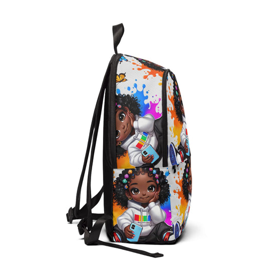 Kids Cartoon Black Girl Backpack — Colorful Paint Splash School Bag