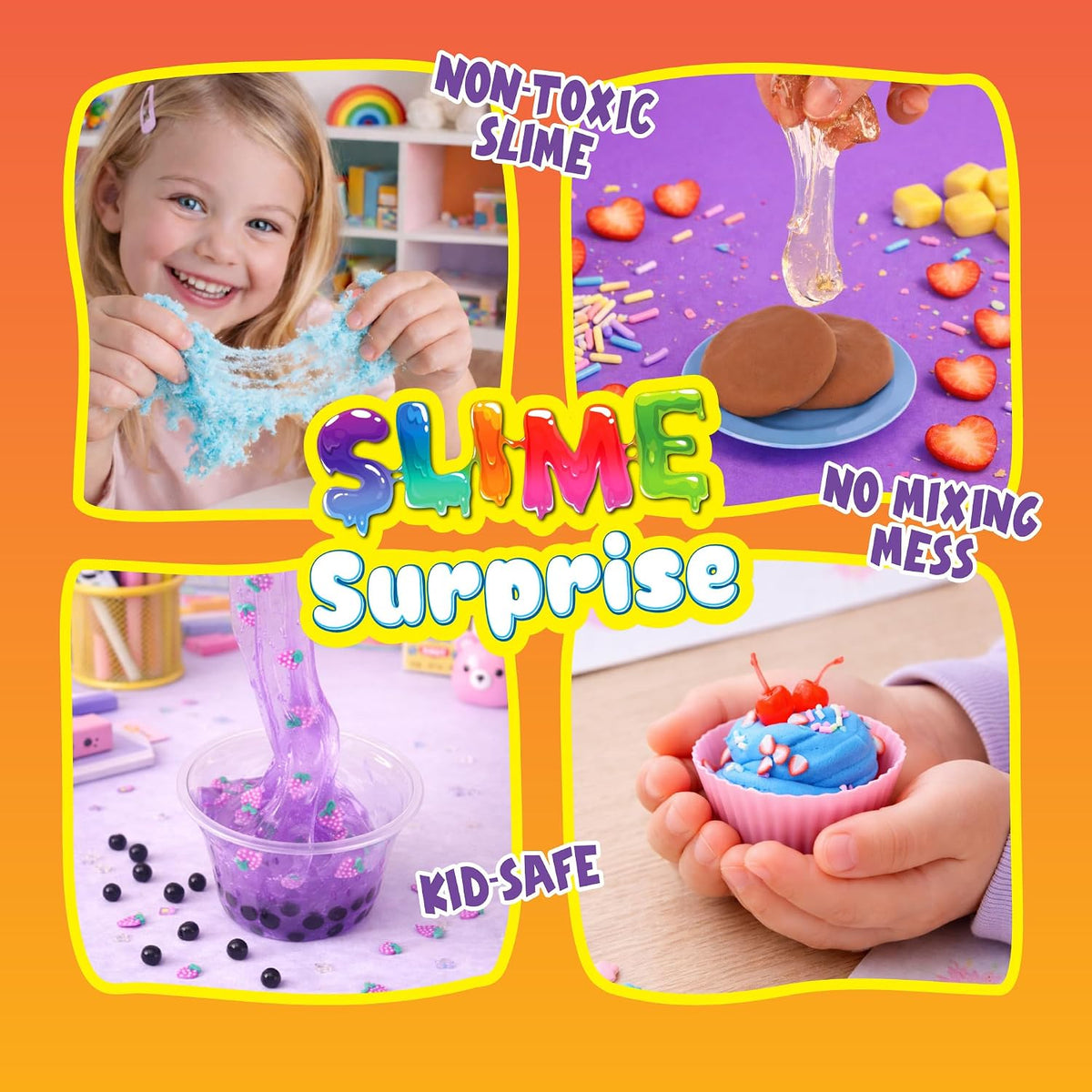 Slime Kit Surprise Toy for Kids, Mystery Food Slime Toys for Girls Ages 6-8