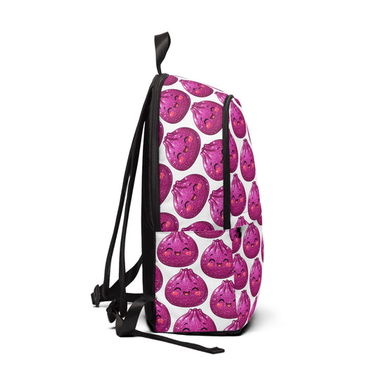 Kawaii Purple Dumpling Backpack — Cute Repeating Emoji Print Bag