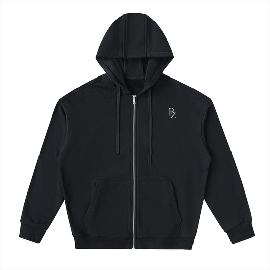 BZ Unisex 380 GSM Drop-Shoulder Zip Hoodie | Premium Oversized Hoodie