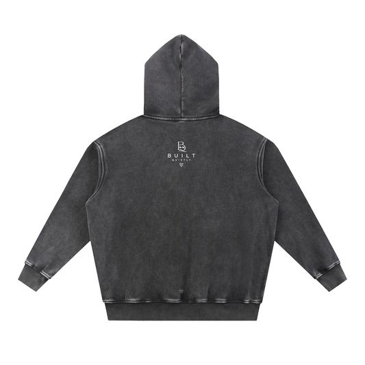 Snow Wash Oversized Fleece Hoodie – Vintage Unisex Streetwear Hoodie