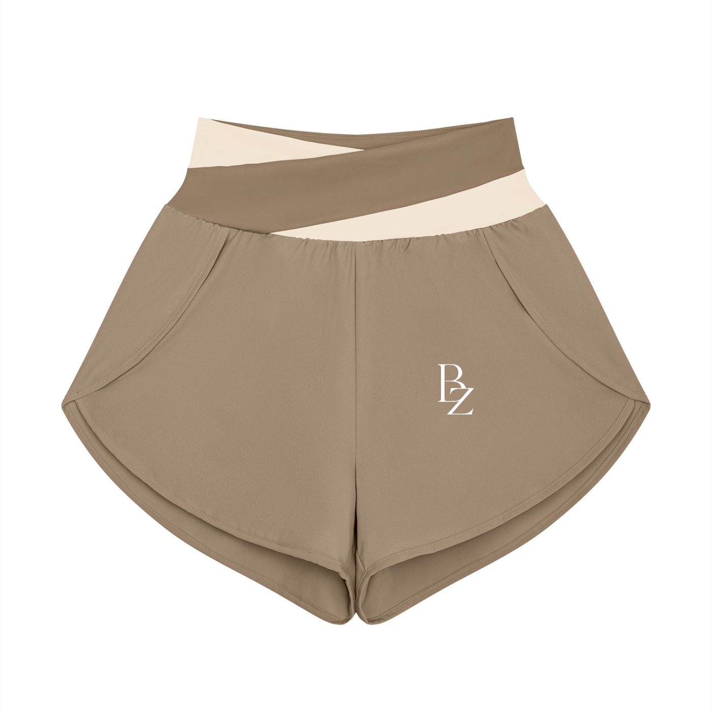 Women’s High-Waisted Panelled Yoga Shorts – Two-Tone Workout Shorts