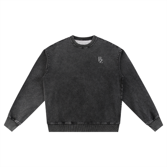 Unisex Snow Wash Oversized Crewneck Sweatshirt – Vintage Heavyweight Pullover
