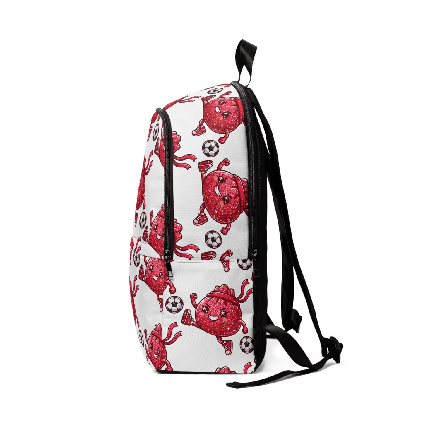 Heart Soccer Backpack – Cute Red Heart Mascot Pattern School Bag