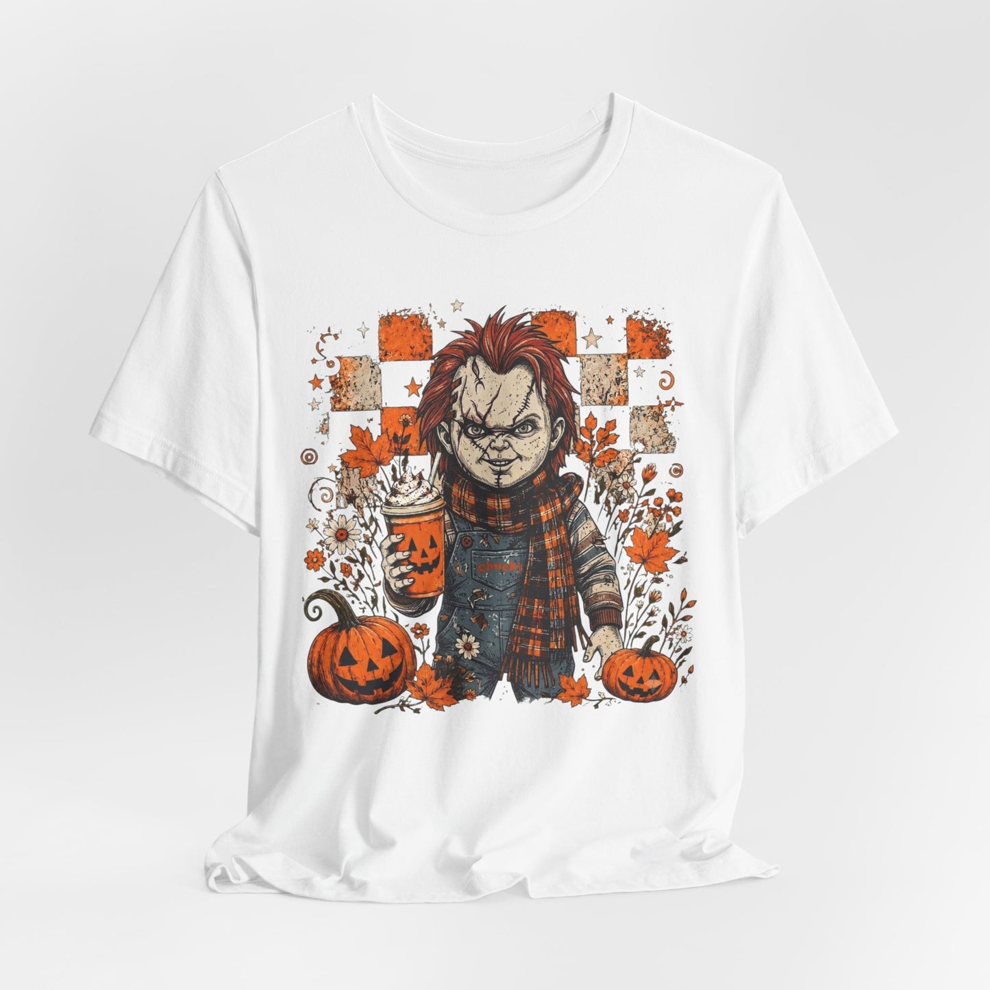 Halloween Horror Doll T‑Shirt – Pumpkin Patch Scare Tee