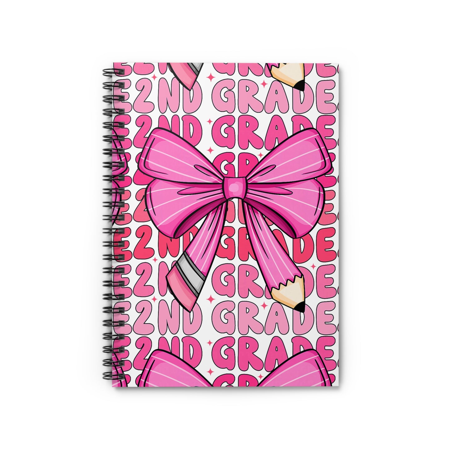 2nd Grade Spiral Notebook – Cute Pink Bow & Pencil School Journal