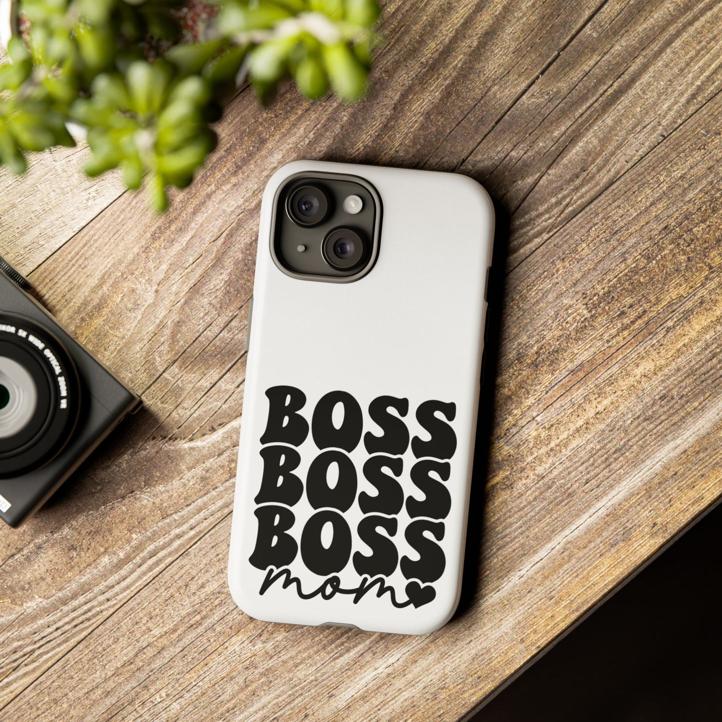 Boss Mom Phone Case — Bold Retro Script Protective Phone Cover