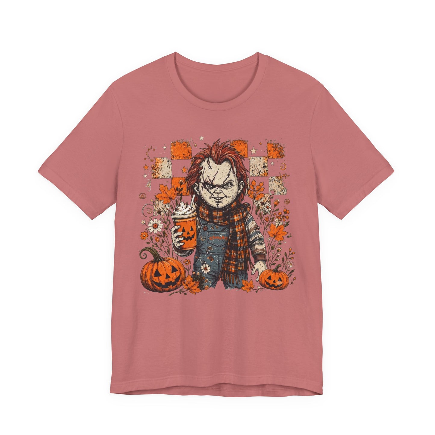 Halloween Horror Doll T‑Shirt – Pumpkin Patch Scare Tee