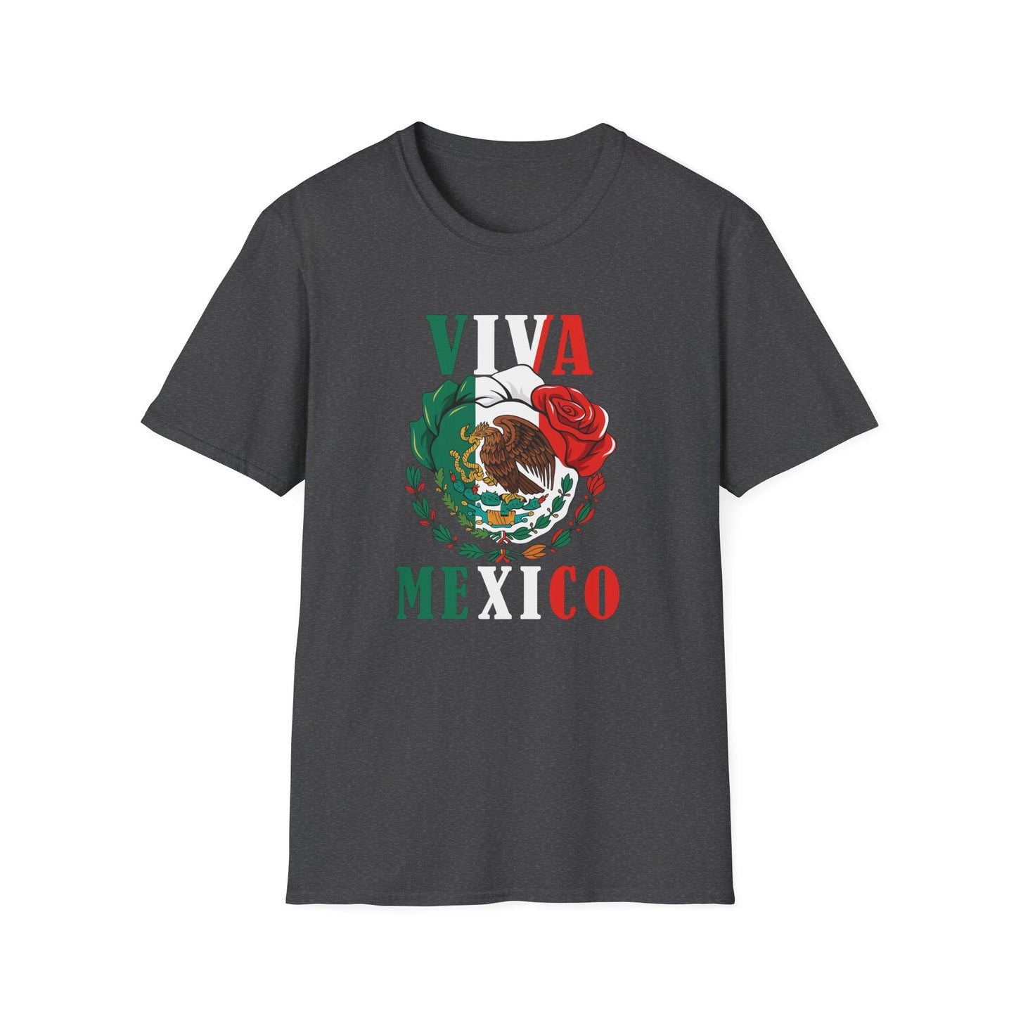 Viva Mexico T-Shirt — Mexican Flag Rose & Eagle Graphic