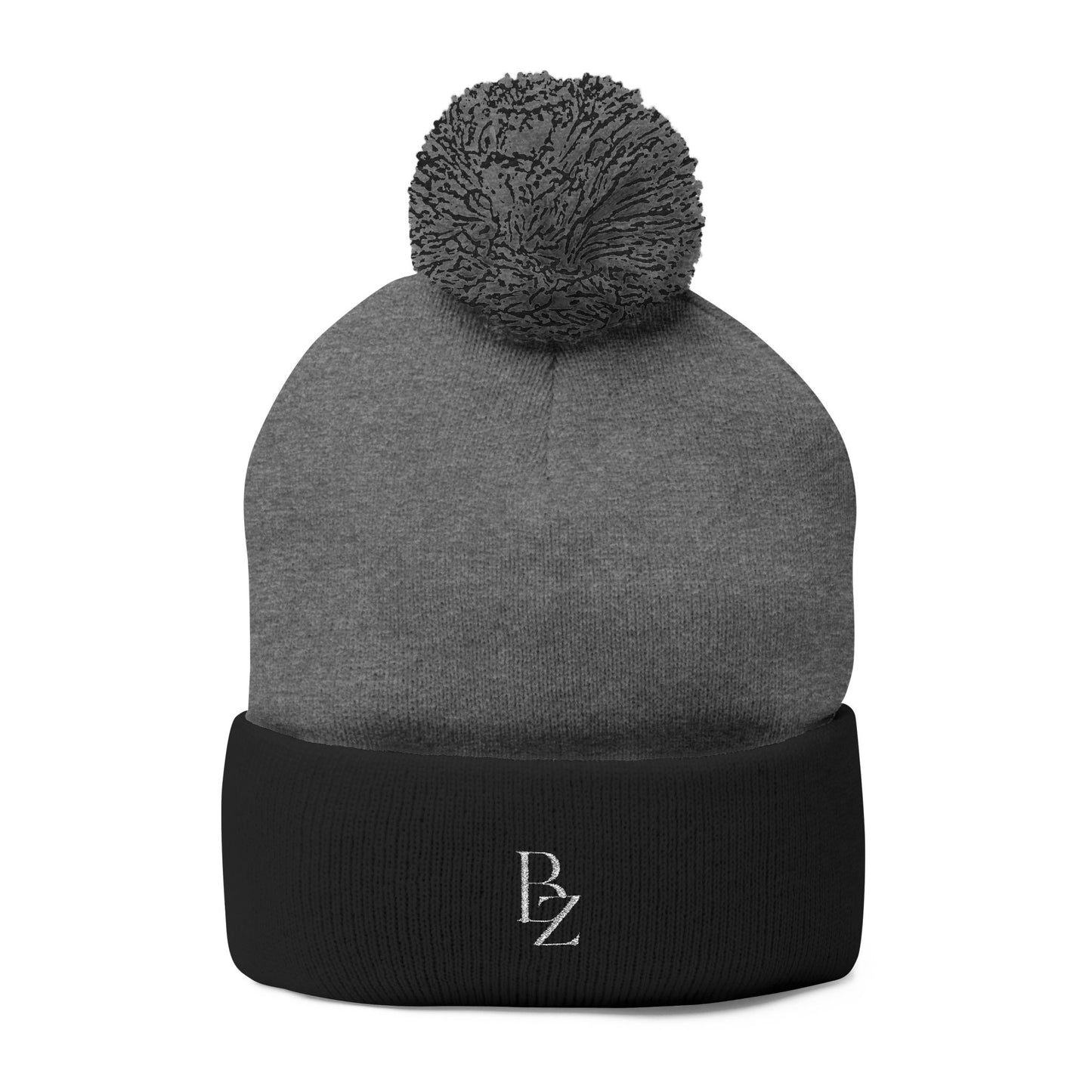 Embroidered Pom-Pom Knit Beanie – Cozy Winter Cap with Monogram Accent