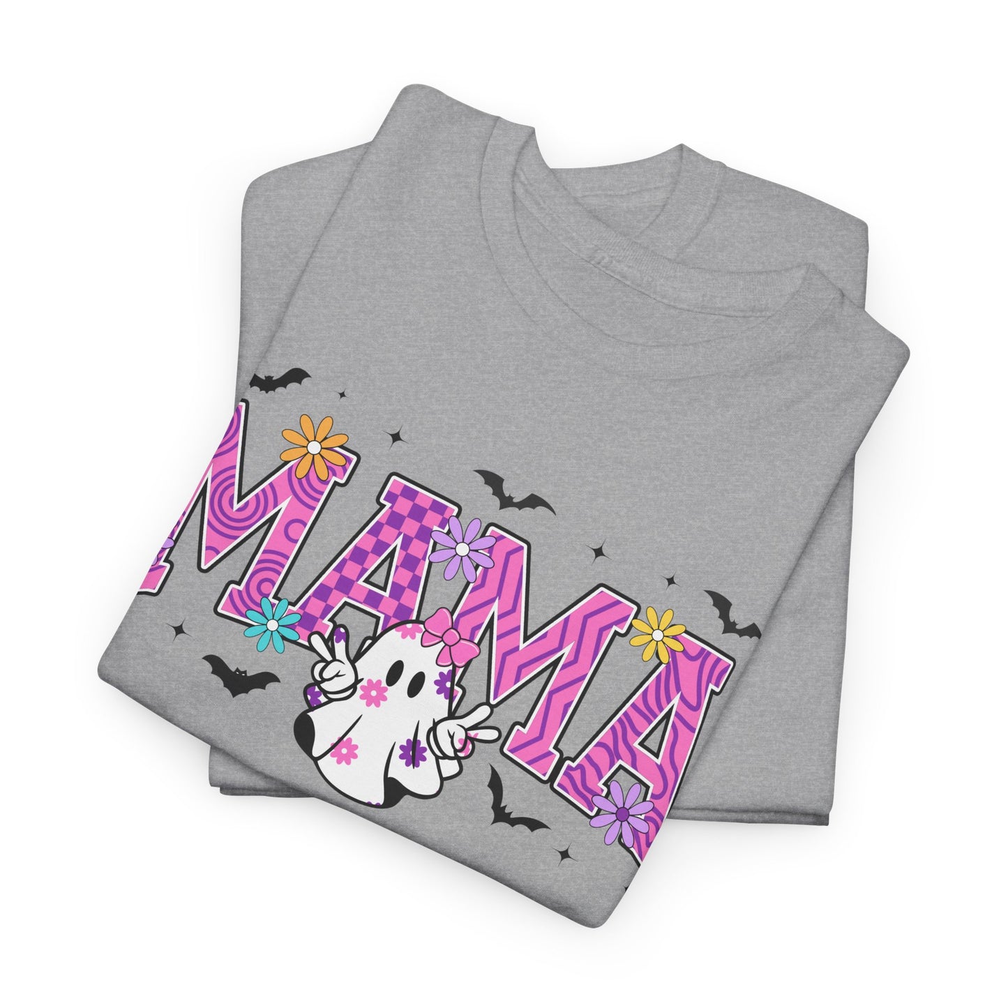 Mama Floral Tee — Cute Ghost & Pink Flower Mom Shirt (Mother’s Day Gift)