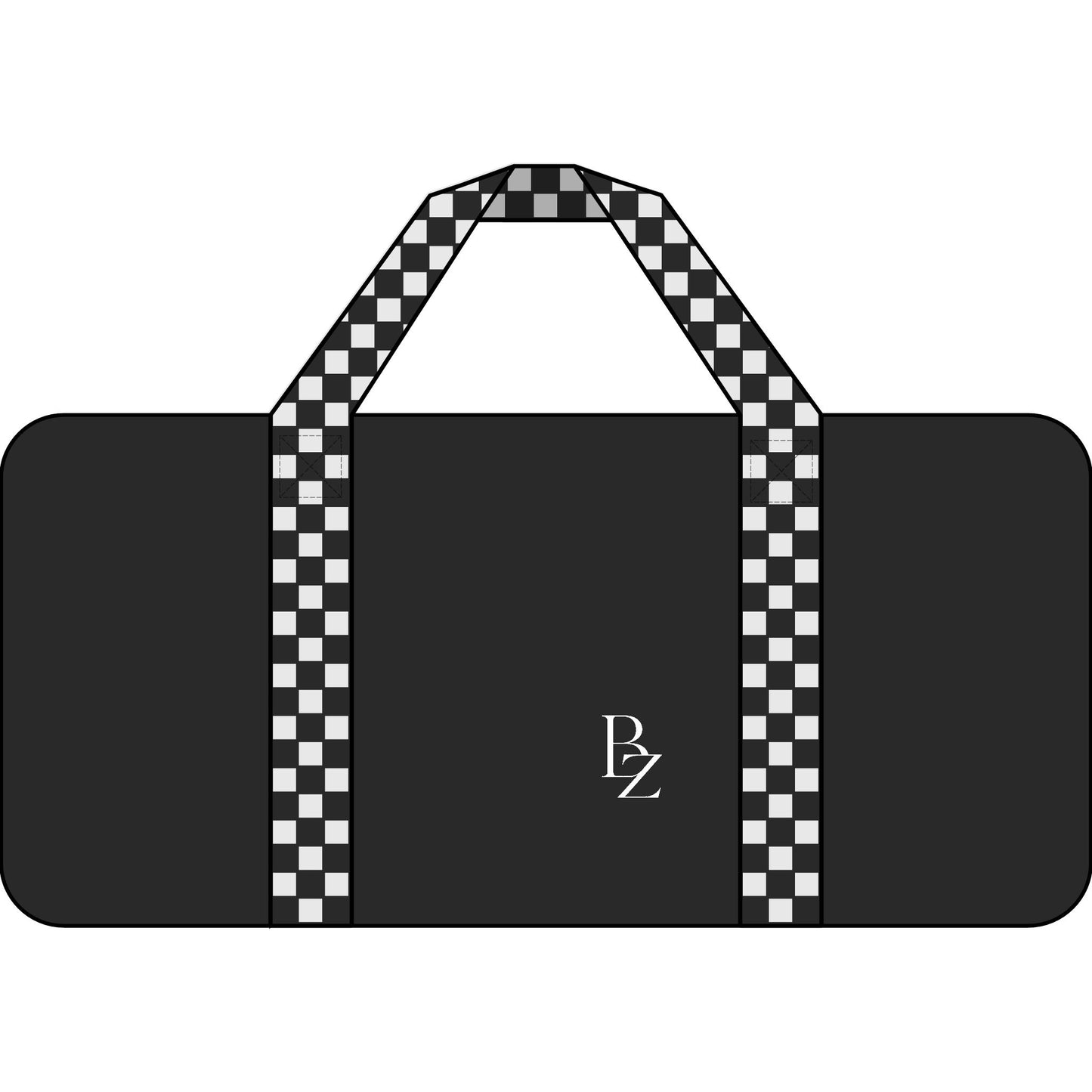 Duffel Bag — Black Camo & Checker Strap Travel Gym Weekender with BZ Logo