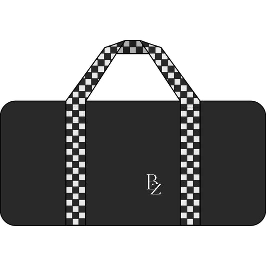 Duffel Bag — Black Camo & Checker Strap Travel Gym Weekender with BZ Logo