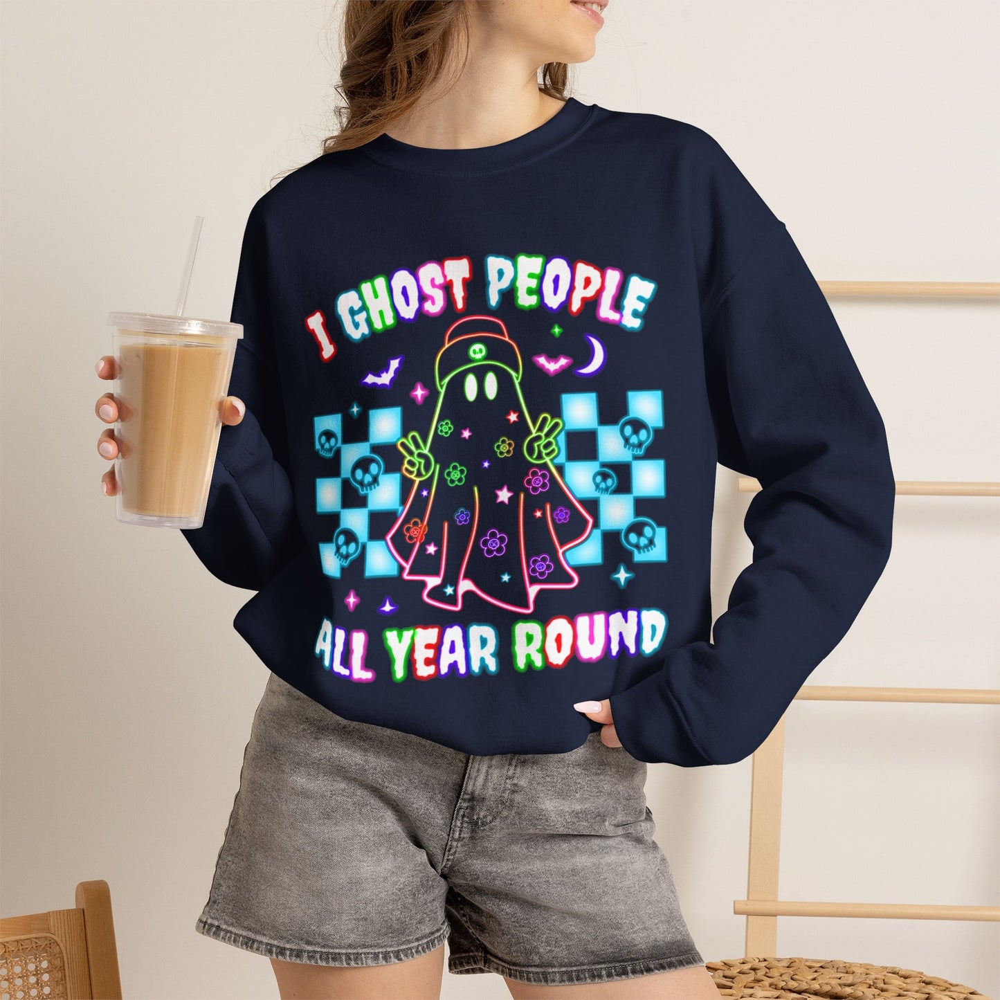 Ghost People Crewneck Sweatshirt — Halloween Pullover - Halloween Sweatshirt - Ghost Sweater - Gifts for Mom - Halloween Sweater