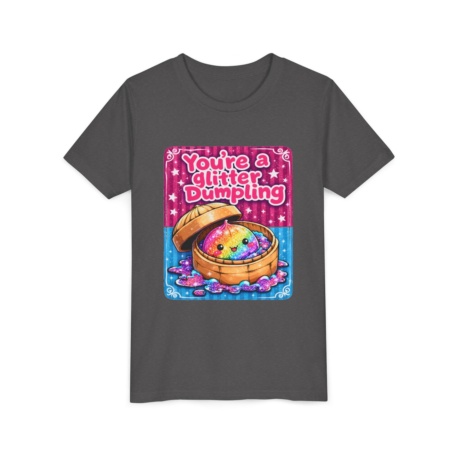 Youth T-Shirt — "You're a Glitter Dumpling" Cute Rainbow Dumpling Kids Tee