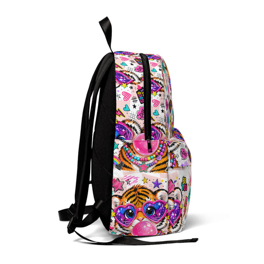 Colorful Bubblegum Tiger Backpack — Kids Cute Heart Sunglasses School Bag