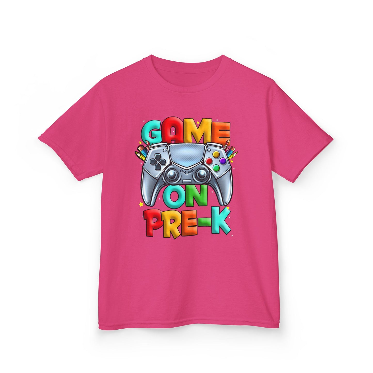 Kids T-Shirt — "Game On Pre-K" Colorful Controller Tee