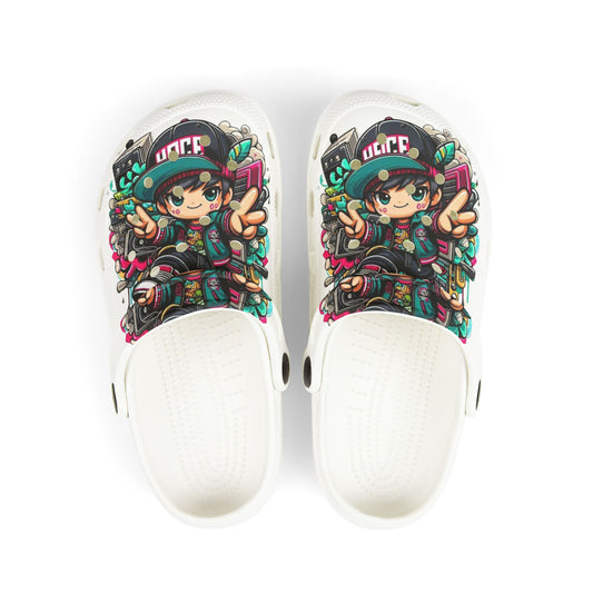 Kids Cartoon Gamer EVA Clogs — Colorful All-Over-Print Slip-On Shoes