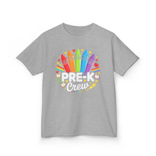 Pre-K Crew Kids T-Shirt — Colorful Crayon Back-to-School Tee