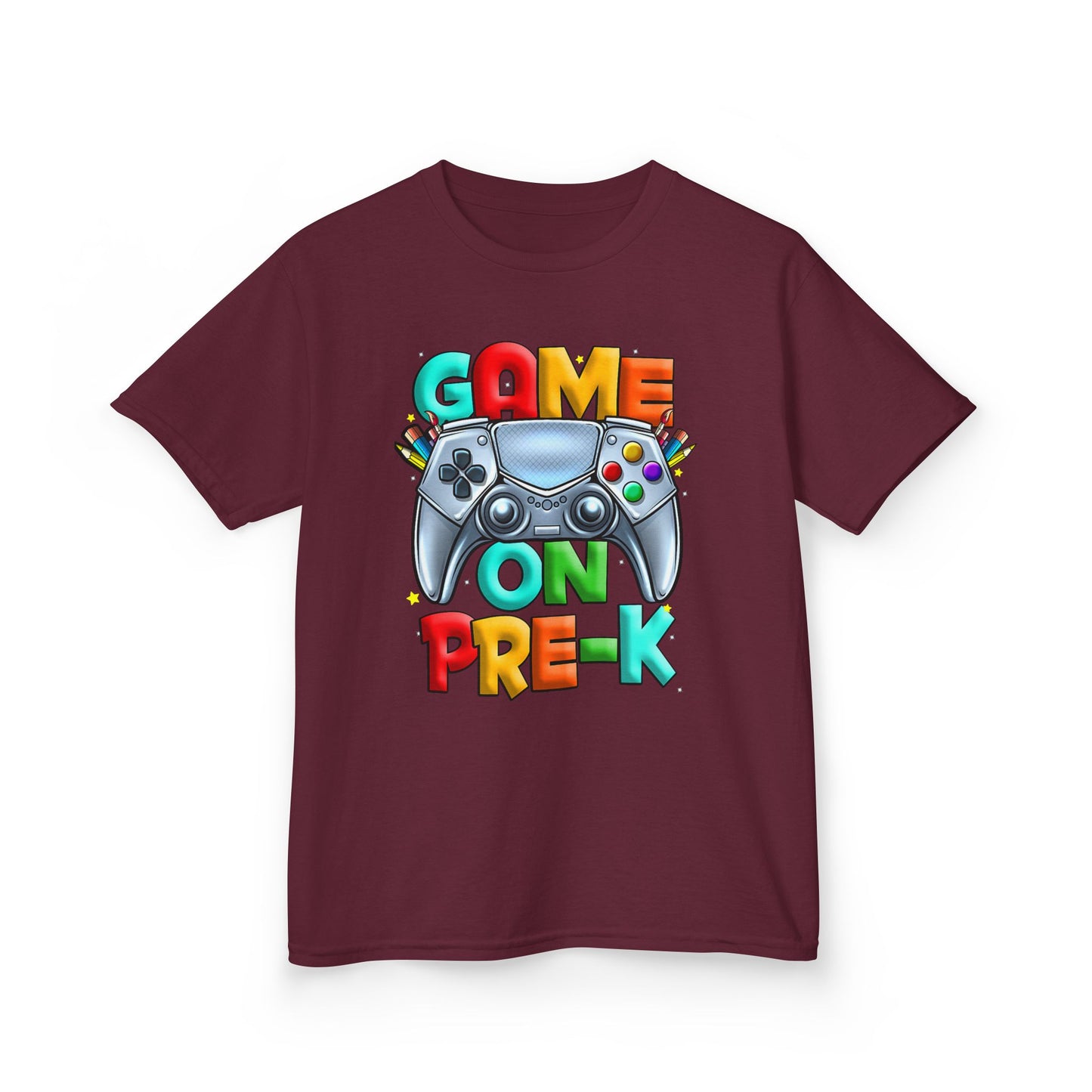 Kids T-Shirt — "Game On Pre-K" Colorful Controller Tee