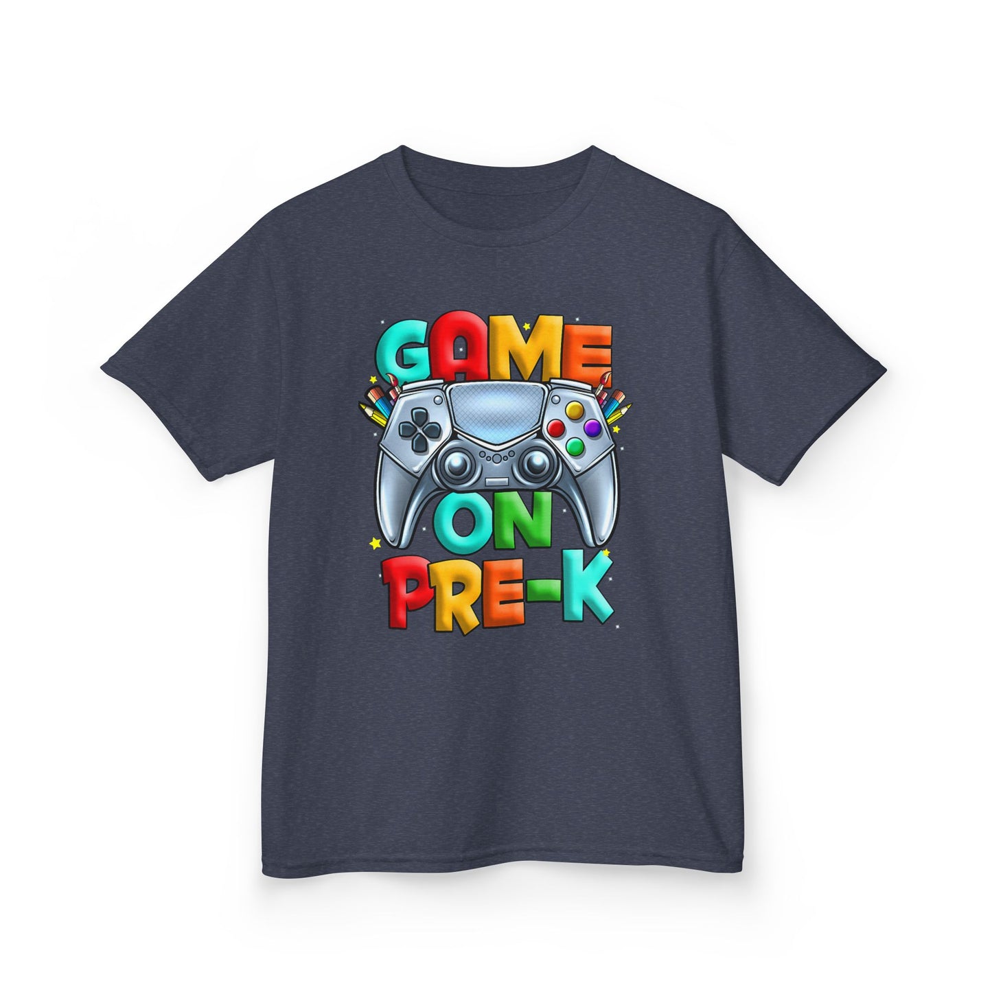 Kids T-Shirt — "Game On Pre-K" Colorful Controller Tee