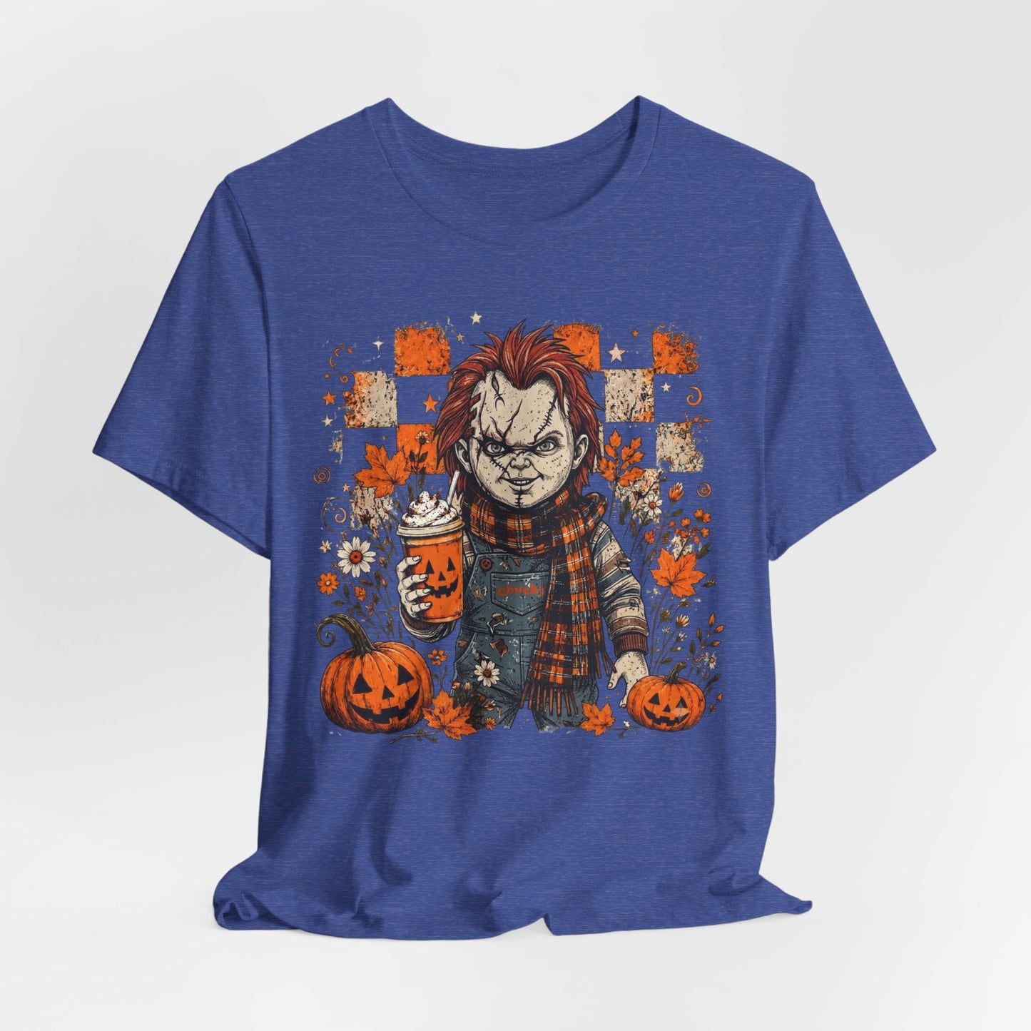 Halloween Horror Doll T‑Shirt – Pumpkin Patch Scare Tee