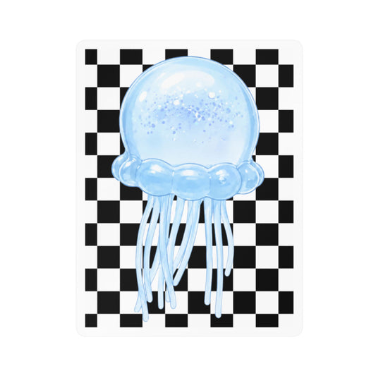 Jellyfish Checkerboard Vinyl Sticker — Glossy Kiss-Cut Decal - need stickers - kids sticker