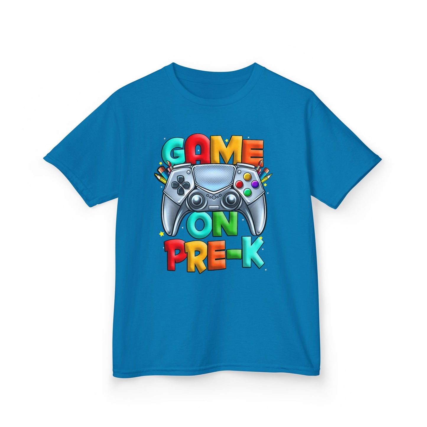 Kids T-Shirt — "Game On Pre-K" Colorful Controller Tee