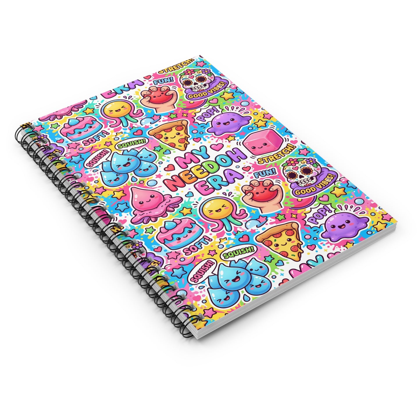 Kawaii Sticker Collage Spiral Notebook — "My Needoh Era" Ruled Journal