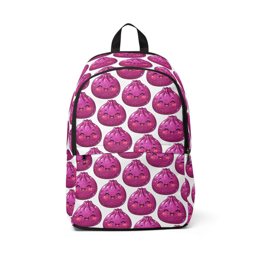 Kawaii Purple Dumpling Backpack — Cute Repeating Emoji Print Bag