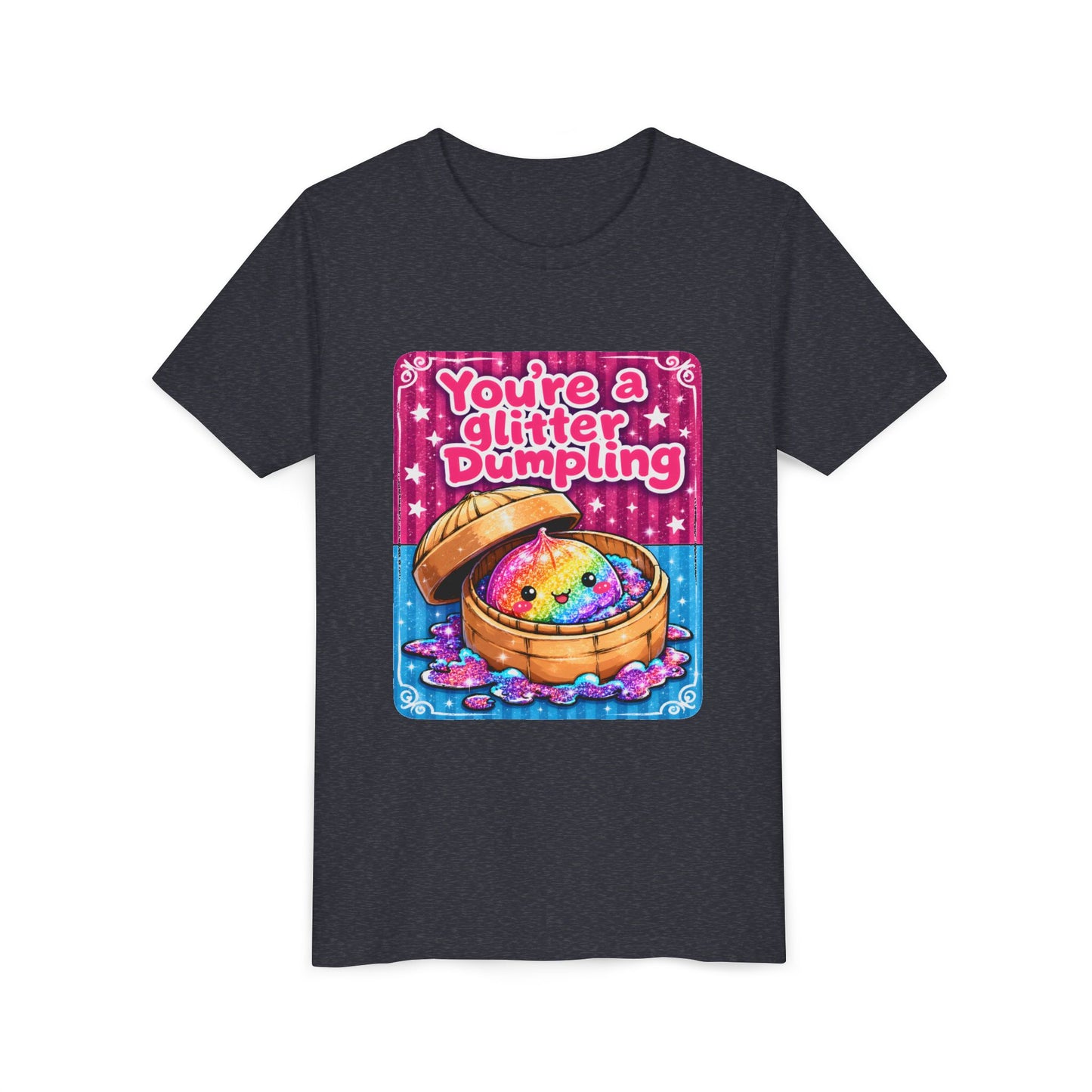 Youth T-Shirt — "You're a Glitter Dumpling" Cute Rainbow Dumpling Kids Tee