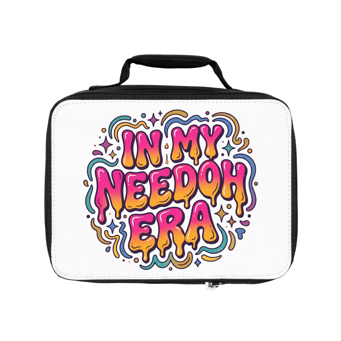 Lunch Bag - "In My Needgoh Era" Colorful Retro Graphic Insulated Lunch Tote