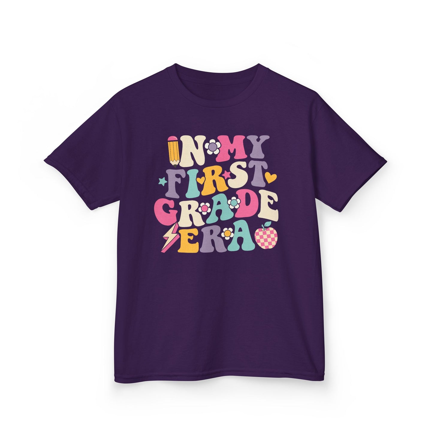 Kids Tee — 'In My First Grade Era' Colorful Retro Lettering Back-to-School Shirt