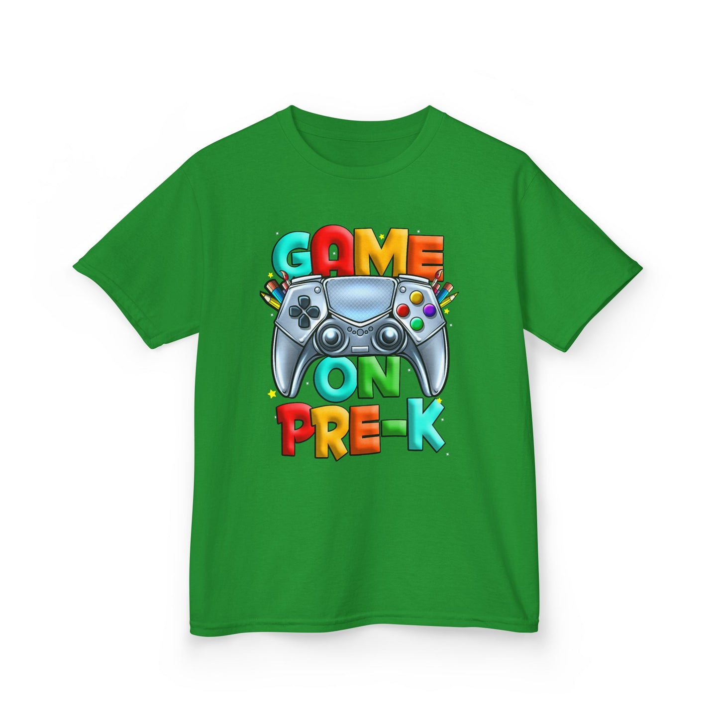 Kids T-Shirt — "Game On Pre-K" Colorful Controller Tee