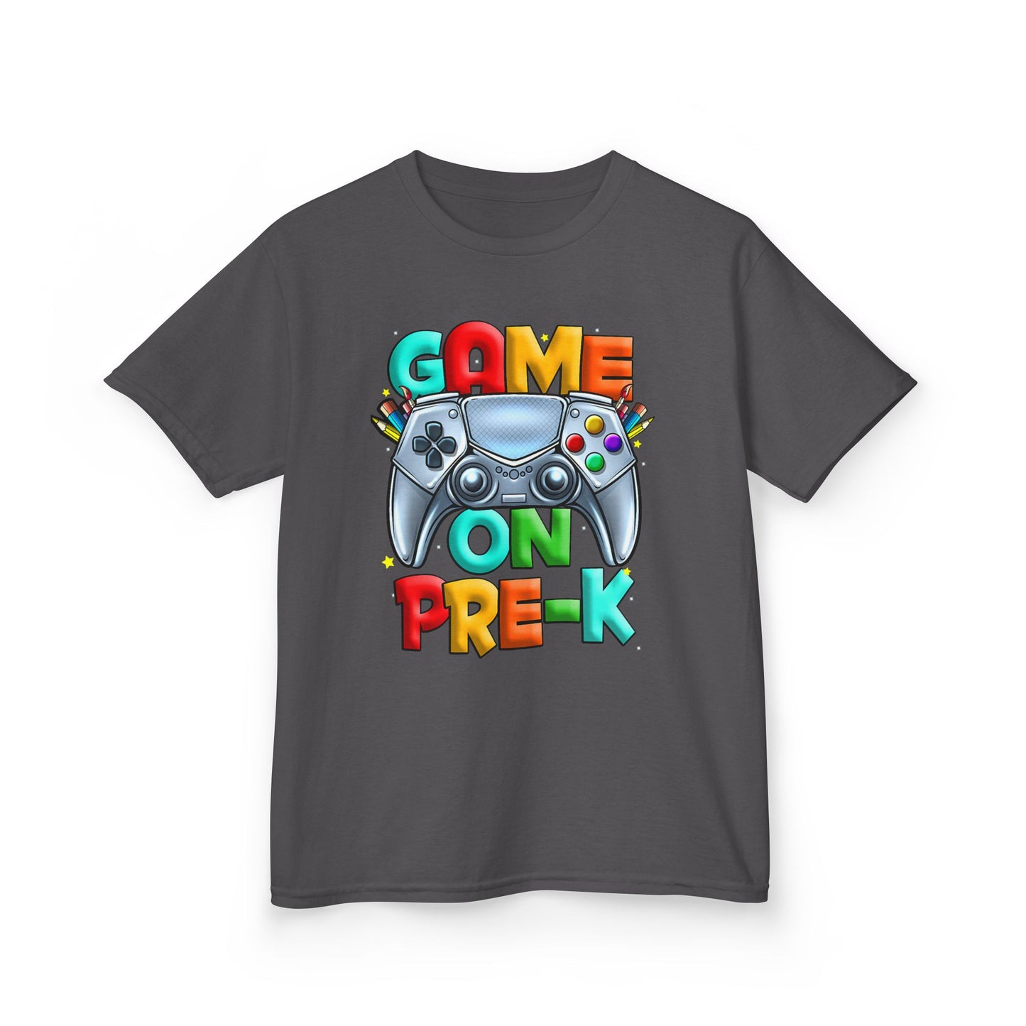 Kids T-Shirt — "Game On Pre-K" Colorful Controller Tee