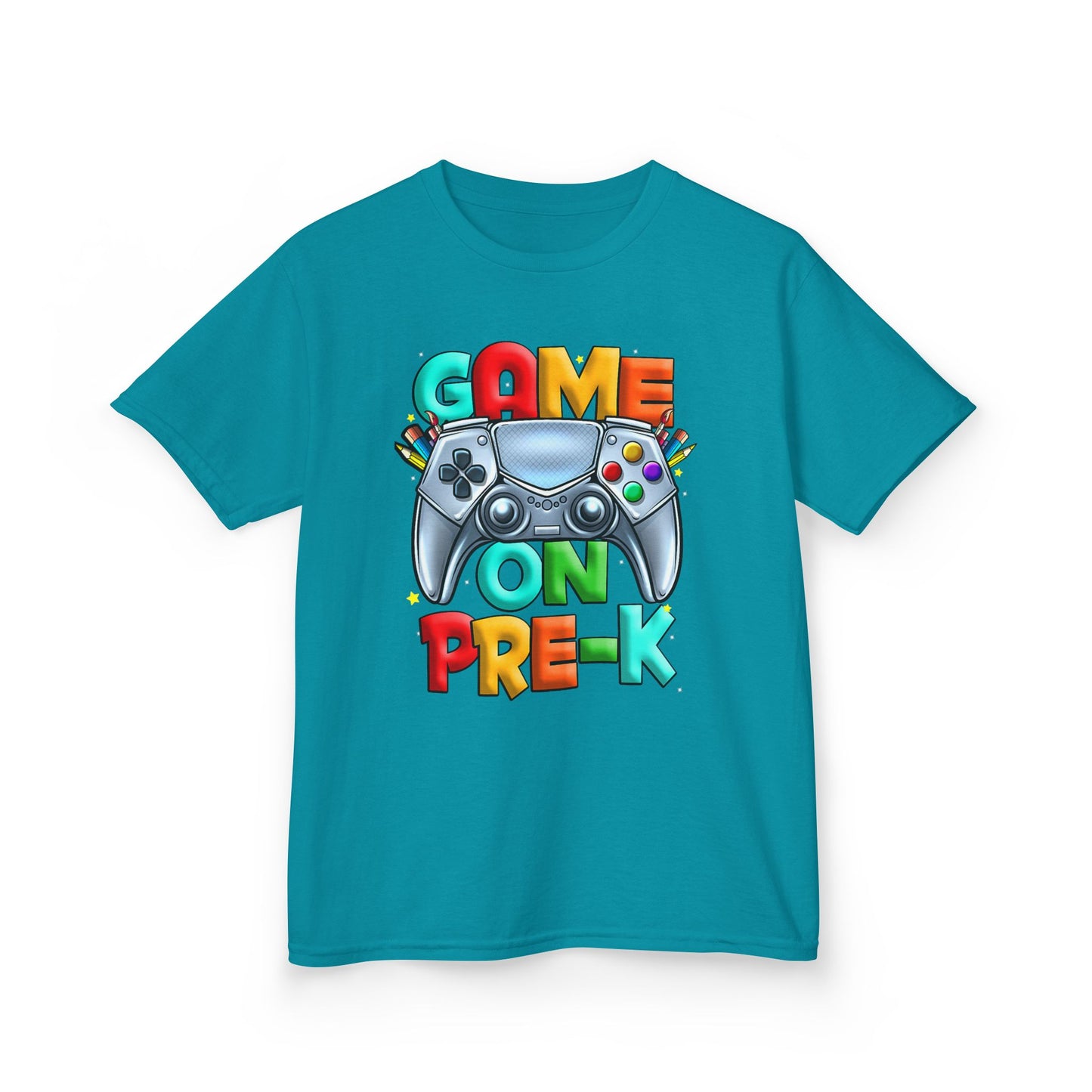 Kids T-Shirt — "Game On Pre-K" Colorful Controller Tee