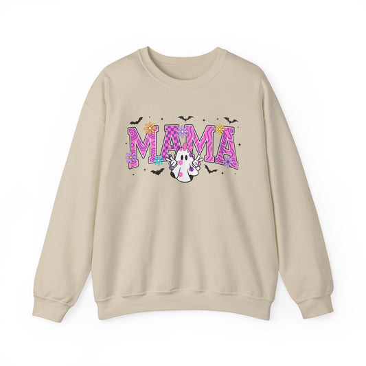 Mama Ghost Crewneck Sweatshirt – Pink Halloween Mom Pullover- Halloween Sweatshirt - Halloween Costume - Mama Sweatshirt - Mama Sweater