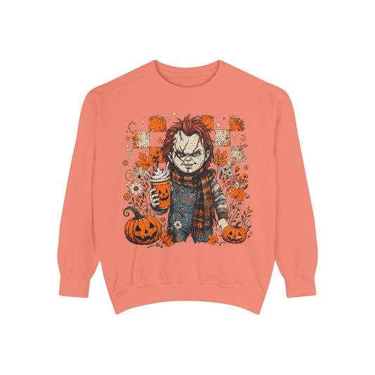 Horror Pumpkin Crewneck Sweatshirt — Chucky Fall Halloween Graphic