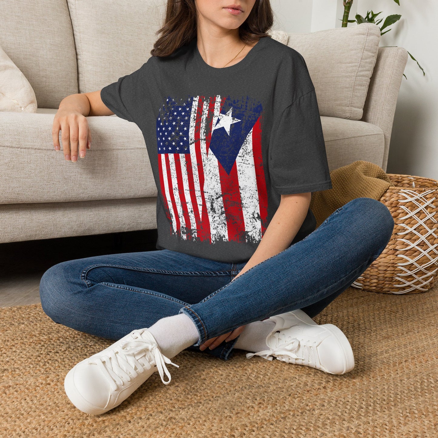 Puerto Rico USA Flag T-Shirt — Distressed Puerto Rican American Pride Tee