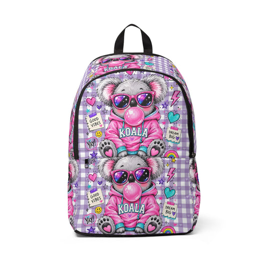 Cute Pink Koala Backpack — Kids School Bag with Sunglasses Bubblegum Design