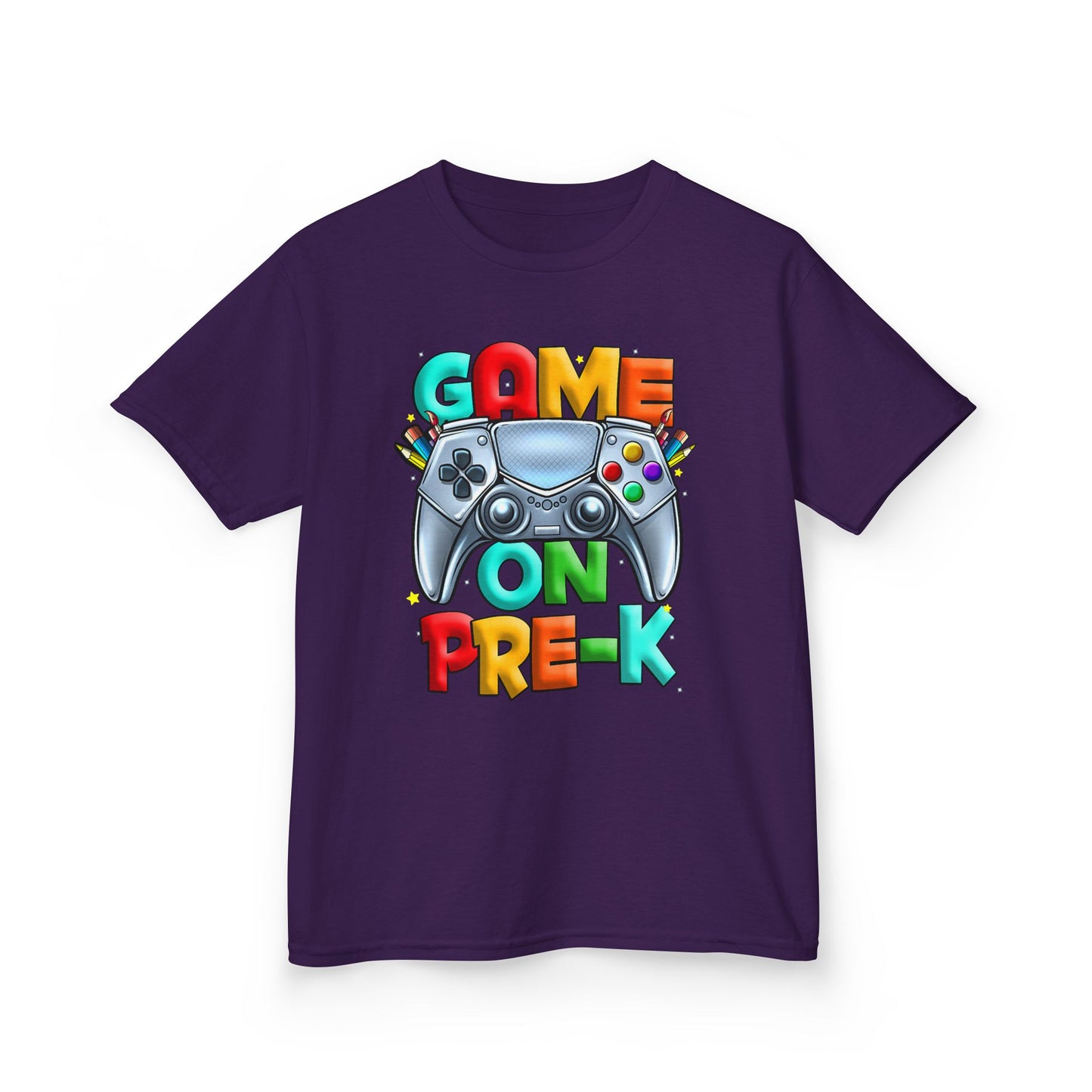 Kids T-Shirt — "Game On Pre-K" Colorful Controller Tee