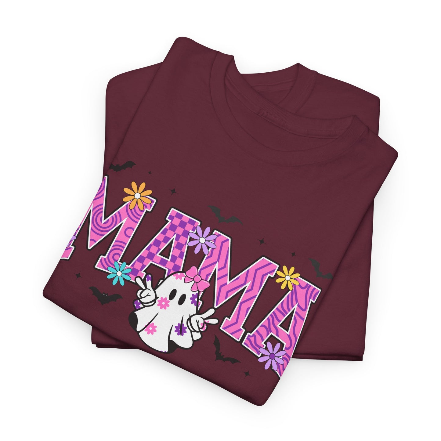 Mama Floral Tee — Cute Ghost & Pink Flower Mom Shirt (Mother’s Day Gift)