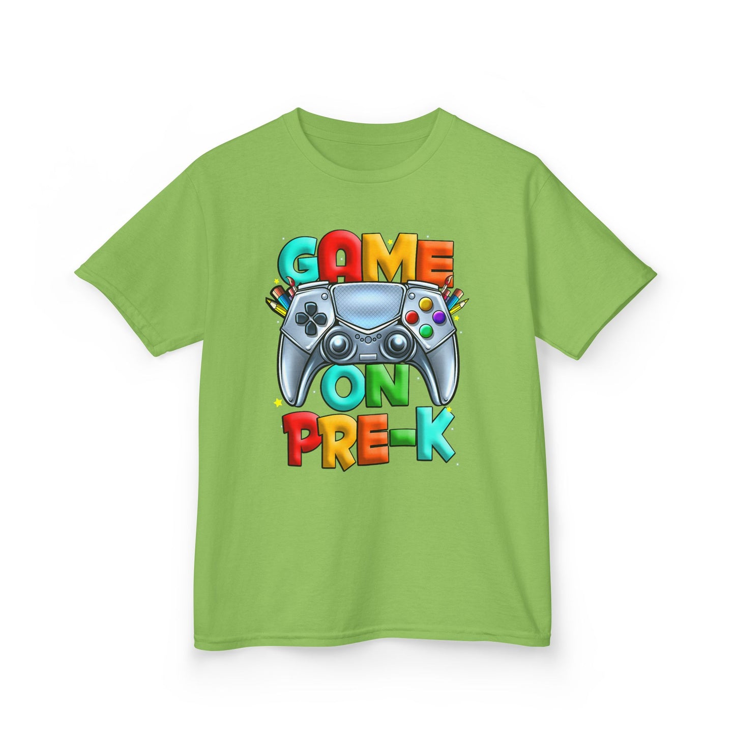 Kids T-Shirt — "Game On Pre-K" Colorful Controller Tee